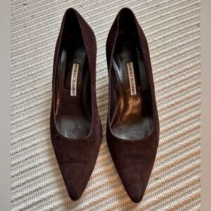 Manolo Blahnik Chocolate Suede Heels